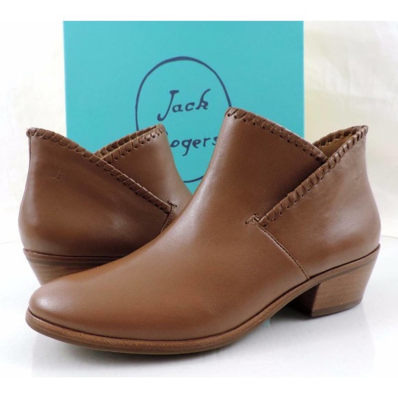 Jack Rogers Sadie Low Heel Ankle Boot Booties Leather Oak Size 7.5 - Picture 5 of 10